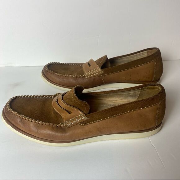 Aston Grey Scadicci Leather and Suede Penny Loafers Size 10.5 - Picture 6 of 11